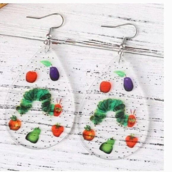 ⭐️❤️ FREE Caterpillar Artsy Drop Hungry Animal Insect Bug Childs Girly Earrings - Picture 3 of 4